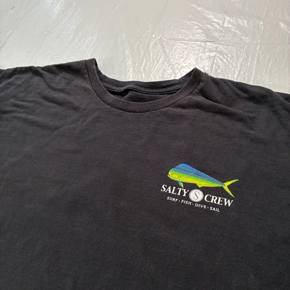 Salty Crew Black XXL Tshirt Surf Beach Fish Sail Dive